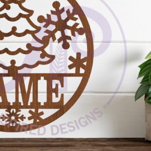 Intra απο ξύλο plywood  Χρώμα wenge 3mm-4mm πάχος - Χριστουγεννιάτικο δέντρο και νιφάδες χιονιού σύμβολο ονόματος Δίασταση 30x20 cm INTRAFABR-104363345