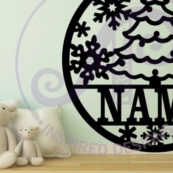 Intra απο ξύλο plywood Χρώμα wenge 3mm-4mm πάχος - Χριστουγεννιάτικο δέντρο και νιφάδες χιονιού σύμβολο ονόματος Δίασταση 30x20 cm INTRAFABR-104363345 - Image 2