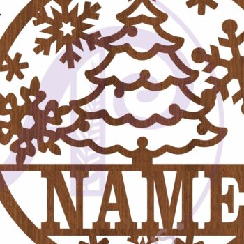 Intra απο ξύλο plywood Χρώμα wenge 3mm-4mm πάχος - Χριστουγεννιάτικο δέντρο και νιφάδες χιονιού σύμβολο ονόματος Δίασταση 30x20 cm INTRAFABR-104363345 - Image 4