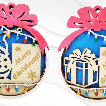 Intra απο ξύλο plywood Χρώμα wenge 3mm-4mm πάχος - Χριστουγεννιάτικο Δέντρο Μπάλα 2 Σχέδια, Δίασταση 88x71 cm INTRAFABR-104363397 - Image 1