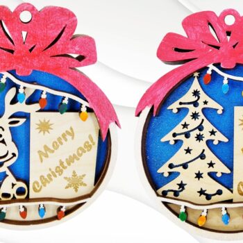 Intra απο ξύλο plywood Χρώμα wenge 3mm-4mm πάχος - Χριστουγεννιάτικο δέντρο μπάλα 2 πρότυπο κοπής με λέιζερ Δίασταση 88x71 cm INTRAFABR-104363507 - Image 1