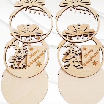 Intra απο ξύλο plywood Χρώμα wenge 3mm-4mm πάχος - Χριστουγεννιάτικο δέντρο μπάλα 2 πρότυπο κοπής με λέιζερ Δίασταση 88x71 cm INTRAFABR-104363507 - Image 2