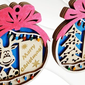 Intra απο ξύλο plywood Χρώμα wenge 3mm-4mm πάχος - Χριστουγεννιάτικο δέντρο μπάλα 2 πρότυπο κοπής με λέιζερ Δίασταση 88x71 cm INTRAFABR-104363507 - Image 3