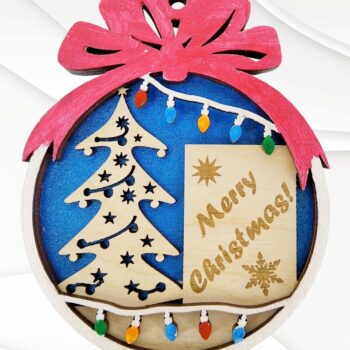 Intra απο ξύλο plywood Χρώμα wenge 3mm-4mm πάχος - Χριστουγεννιάτικο δέντρο μπάλα 2 πρότυπο κοπής με λέιζερ Δίασταση 88x71 cm INTRAFABR-104363507 - Image 4