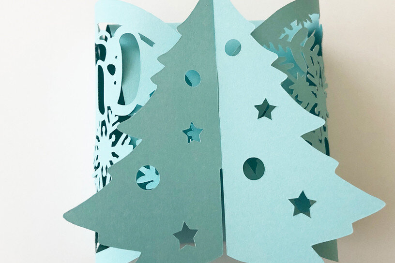 Intra απο ξύλο plywood  Χρώμα wenge 3mm-4mm πάχος - Πρότυπο κουτιού χριστουγεννιάτικου δέντρου Χωρίς κόλλα Δίασταση 5x11 cm INTRAFABR-109740592