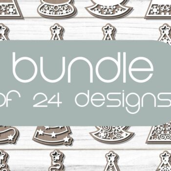 Intra απο ξύλο plywood  Χρώμα wenge 3mm-4mm πάχος - Χριστουγεννιάτικο Δέντρο ΔΕΜΑ 24 Σχεδίων Δίασταση 6x6 cm INTRAFABR-109740596 - Image 1