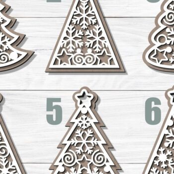 Intra απο ξύλο plywood  Χρώμα wenge 3mm-4mm πάχος - Χριστουγεννιάτικο Δέντρο ΔΕΜΑ 24 Σχεδίων Δίασταση 6x6 cm INTRAFABR-109740596 - Image 2