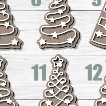 Intra απο ξύλο plywood  Χρώμα wenge 3mm-4mm πάχος - Χριστουγεννιάτικο Δέντρο ΔΕΜΑ 24 Σχεδίων Δίασταση 6x6 cm INTRAFABR-109740596 - Image 3