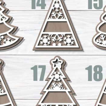 Intra απο ξύλο plywood  Χρώμα wenge 3mm-4mm πάχος - Χριστουγεννιάτικο Δέντρο ΔΕΜΑ 24 Σχεδίων Δίασταση 6x6 cm INTRAFABR-109740596 - Image 4