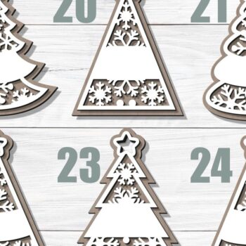 Intra απο ξύλο plywood  Χρώμα wenge 3mm-4mm πάχος - Χριστουγεννιάτικο Δέντρο ΔΕΜΑ 24 Σχεδίων Δίασταση 6x6 cm INTRAFABR-109740596 - Image 5