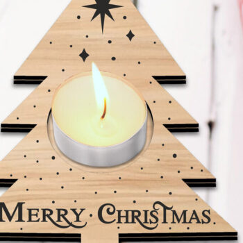 Intra απο ξύλο plywood Χρώμα wenge 3mm-4mm πάχος - Χριστουγεννιάτικο Δέντρο Κηροπήγιο Δώρο Δίασταση 15x15 cm INTRAFABR-109740668 - Image 2