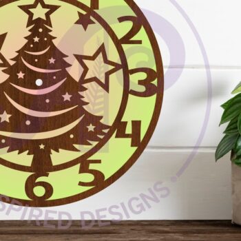 Intra απο ξύλο plywood Χρώμα wenge 3mm-4mm πάχος - με λέιζερ Ρολόι Χριστουγεννιάτικου Δέντρου Δίασταση 30x20 cm INTRAFABR-81596164 - Image 3