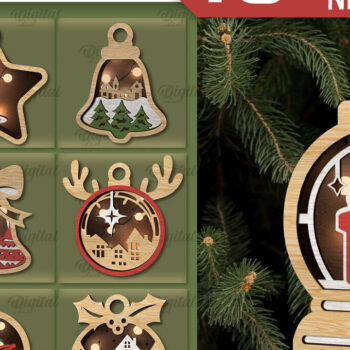 Intra απο ξύλο plywood  Χρώμα wenge 3mm-4mm πάχος - Διακόσμηση Χριστουγεννιάτικου Δέντρου με κομμένο λέιζερ Δίασταση 15x15 cm INTRAFABR-75915419 - Image 1