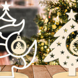 Intra απο ξύλο plywood  Χρώμα wenge 3mm-4mm πάχος - στολισμού χριστουγεννιάτικου δέντρου με λέιζερ Δίασταση 6x6 cm INTRAFABR-75915317