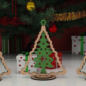 Intra απο ξύλο plywood  Χρώμα wenge 3mm-4mm πάχος - Διακόσμηση Χριστουγεννιάτικου Δέντρου, Noel Standing Tree Δίασταση 30x20 cm INTRAFABR-75915346