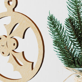 Intra απο ξύλο plywood  Χρώμα wenge 3mm-4mm πάχος - Διακοσμητικό στολίδι Χριστουγεννιάτικου Δέντρου Δίασταση 6x7 cm INTRAFABR-103857647 - Image 1