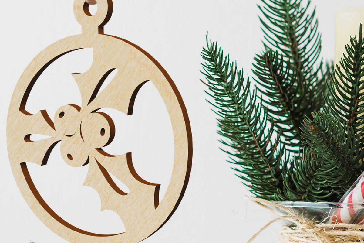 Intra απο ξύλο plywood  Χρώμα wenge 3mm-4mm πάχος - Διακοσμητικό στολίδι Χριστουγεννιάτικου Δέντρου Δίασταση 6x7 cm INTRAFABR-103857647