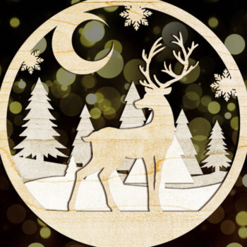 Intra απο ξύλο plywood  Χρώμα wenge 3mm-4mm πάχος - Χριστουγεννιάτικο Δέντρο Ελάφια Παιχνίδι, Στολίδι Δίασταση 4x4 cm INTRAFABR-125121174 - Image 1