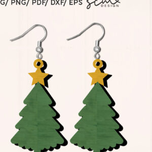 Intra απο ξύλο plywood  Χρώμα wenge 3mm-4mm πάχος - με λέιζερ σκουλαρίκι χριστουγεννιάτικου δέντρου Δίασταση 3x3 cm INTRAFABR-106759549