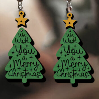 Intra απο ξύλο plywood  Χρώμα wenge 3mm-4mm πάχος - Χριστουγεννιάτικο Σκουλαρίκι με Laser Cut Δίασταση 3x3 cm INTRAFABR-36325098 - Image 1