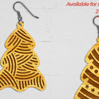 Intra απο ξύλο plywood Χρώμα wenge 3mm-4mm πάχος - Χριστουγεννιάτικα Σκουλαρίκια 1 - Cut File Δίασταση 3x3 cm INTRAFABR-78275624 - Image 1