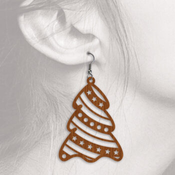 Intra απο ξύλο plywood Χρώμα wenge 3mm-4mm πάχος - Χριστουγεννιάτικα Σκουλαρίκια 1 - Cut File Δίασταση 3x3 cm INTRAFABR-78275624 - Image 4