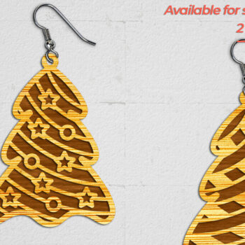 Intra απο ξύλο plywood Χρώμα wenge 3mm-4mm πάχος - Χριστουγεννιάτικα Σκουλαρίκια 2 - Cut File Δίασταση 3x3 cm INTRAFABR-106070584 - Image 1