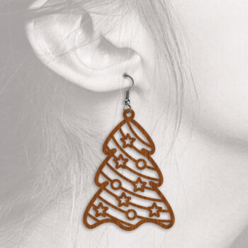 Intra απο ξύλο plywood Χρώμα wenge 3mm-4mm πάχος - Χριστουγεννιάτικα Σκουλαρίκια 2 - Cut File Δίασταση 3x3 cm INTRAFABR-106070584 - Image 3