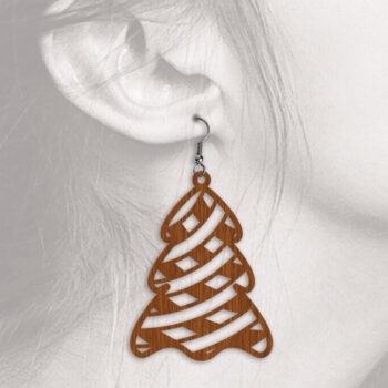 Intra απο ξύλο plywood Χρώμα wenge 3mm-4mm πάχος - Χριστουγεννιάτικα Σκουλαρίκια 2 - Cut File Δίασταση 3x3 cm INTRAFABR-106070584 - Image 4