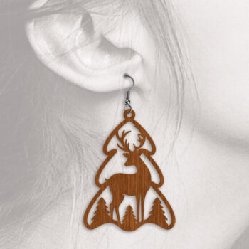 Intra απο ξύλο plywood  Χρώμα wenge 3mm-4mm πάχος - Χριστουγεννιάτικα Σκουλαρίκια 5 - Cut File Δίασταση 3x3 cm INTRAFABR-106070202 - Image 3