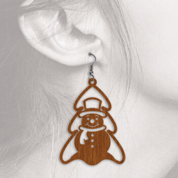 Intra απο ξύλο plywood  Χρώμα wenge 3mm-4mm πάχος - Χριστουγεννιάτικα Σκουλαρίκια 5 - Cut File Δίασταση 3x3 cm INTRAFABR-106070202 - Image 4