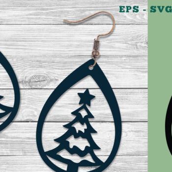 Intra απο ξύλο plywood Χρώμα wenge 3mm-4mm πάχος - Χριστουγεννιάτικο δέντρο σκουλαρίκια σχέδιο Δίασταση 3x3 cm INTRAFABR-106070416 - Image 1