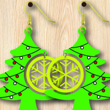 Intra απο ξύλο plywood Χρώμα wenge 3mm-4mm πάχος - Σκουλαρίκια Χριστουγεννιάτικου Δέντρου με Δίασταση 3x3 cm INTRAFABR-106070527 - Image 2