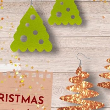 Intra απο ξύλο plywood Χρώμα wenge 3mm-4mm πάχος - Σκουλαρίκια Χριστουγεννιάτικου Δέντρου, Κοπή με Laser Δίασταση 3x3 cm INTRAFABR-106070109 - Image 1