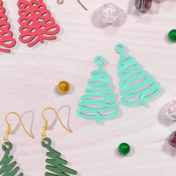 Intra απο ξύλο plywood  Χρώμα wenge 3mm-4mm πάχος - Χριστουγεννιάτικα σκουλαρίκια ή στολίδια Δίασταση 3x3 cm INTRAFABR-124402695 - Image 2