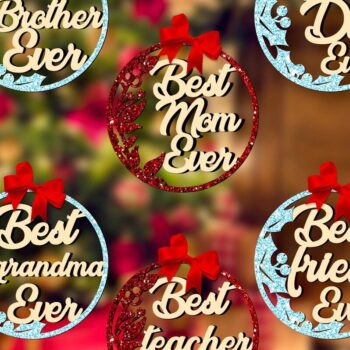 Intra απο ξύλο plywood  Χρώμα wenge 3mm-4mm πάχος - Πακέτο οικογενειακών στολιδιών χριστουγεννιάτικου δέντρου Δίασταση 6x6 cm INTRAFABR-104372950 - Image 1