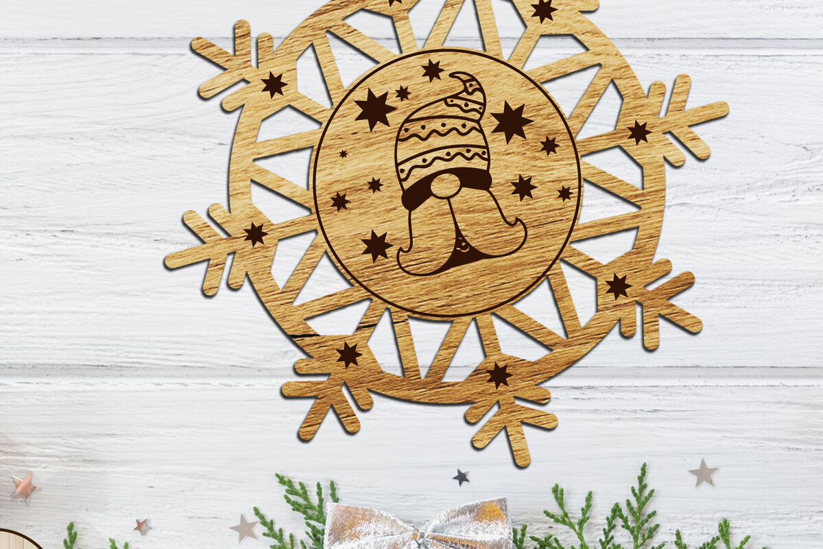 Intra απο ξύλο plywood  Χρώμα wenge 3mm-4mm πάχος - Στολίδι Χριστουγεννιάτικου Δέντρου Gnome Δίασταση 4x4 cm INTRAFABR-107897964