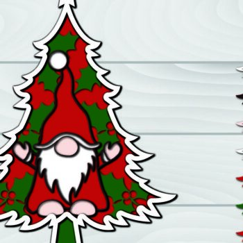 Intra απο ξύλο plywood Χρώμα wenge 3mm-4mm πάχος - Χριστουγεννιάτικο δέντρο Gnome Paper Cut 3d Δίασταση 1200x1200 cm INTRAFABR-17976242 - Image 1