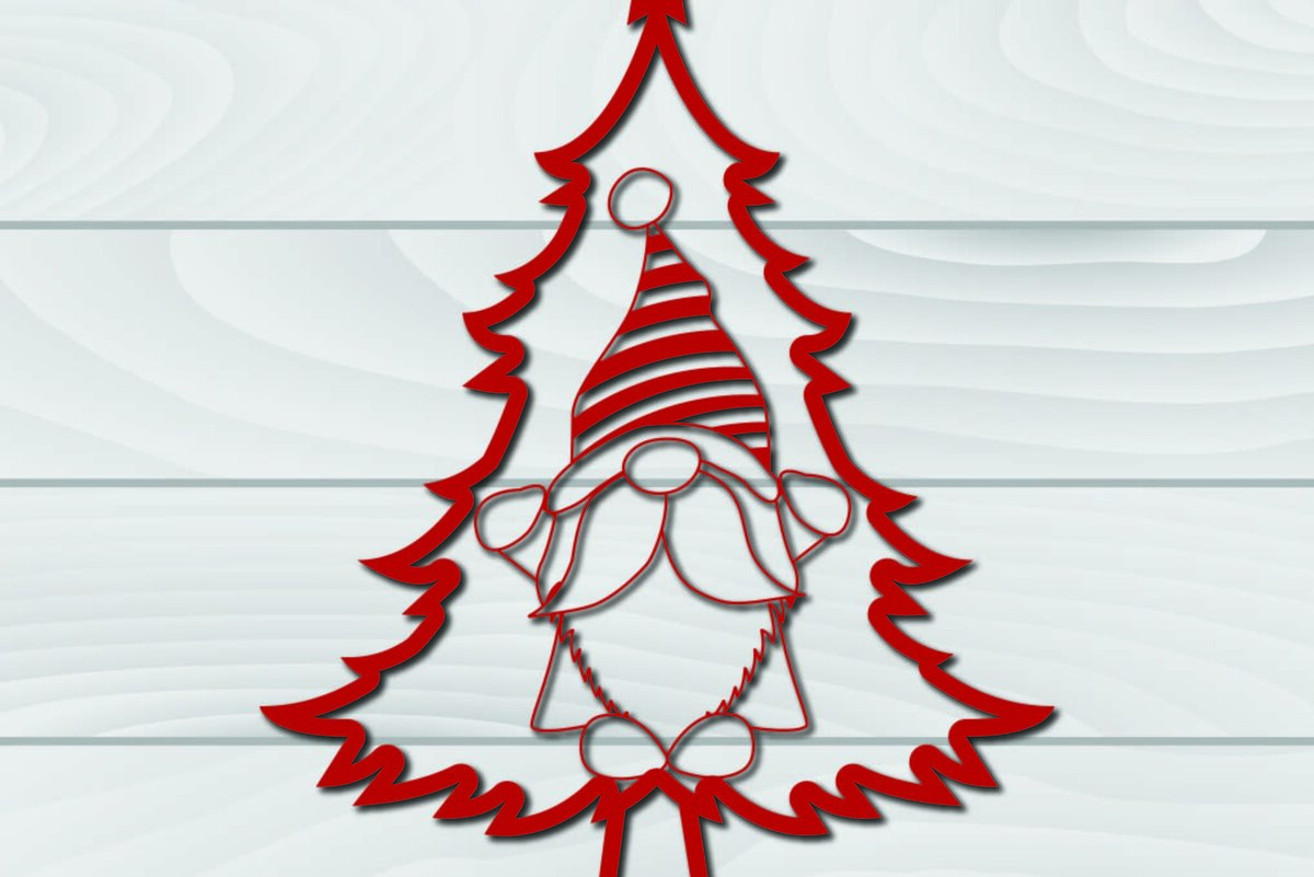 Intra απο ξύλο plywood  Χρώμα wenge 3mm-4mm πάχος - Χριστουγεννιάτικο δέντρο Gnome Paper Cut 3d Δίασταση 1200x1200 cm INTRAFABR-107976403