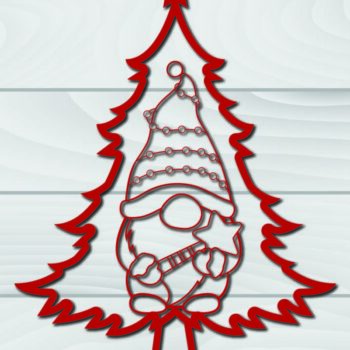 Intra απο ξύλο plywood  Χρώμα wenge 3mm-4mm πάχος - Χριστουγεννιάτικο δέντρο Gnome Paper Cut 3d Δίασταση 1200x1200 cm INTRAFABR-107979425 - Image 1