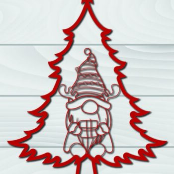 Intra απο ξύλο plywood Χρώμα wenge 3mm-4mm πάχος - Χριστουγεννιάτικο δέντρο Gnome Paper Cut 3d Δίασταση 1200x1200 cm INTRAFABR-76412468 - Image 1