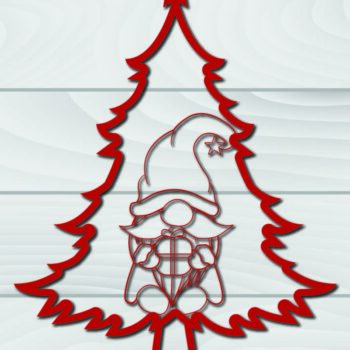 Intra απο ξύλο plywood Χρώμα wenge 3mm-4mm πάχος - Χριστουγεννιάτικο δέντρο Gnome Paper Cut 3d Δίασταση 1200x1200 cm INTRAFABR-106062265 - Image 1