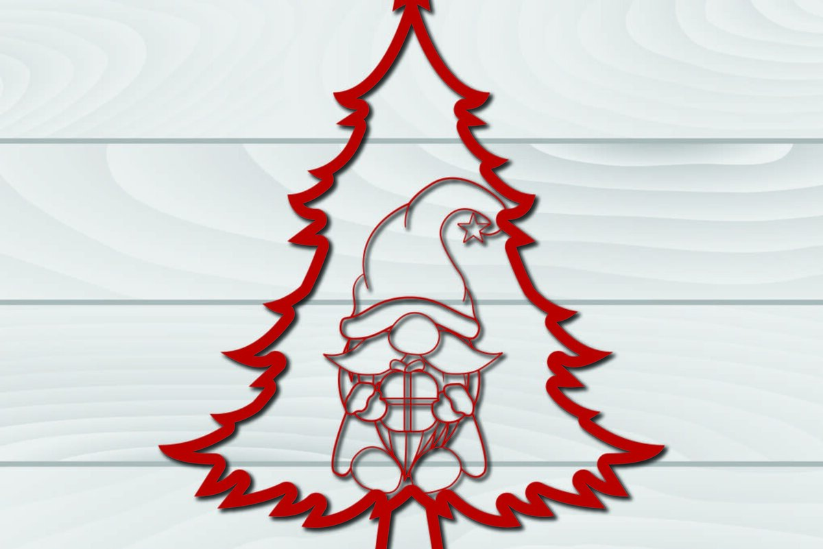 Intra απο ξύλο plywood  Χρώμα wenge 3mm-4mm πάχος - Χριστουγεννιάτικο δέντρο Gnome Paper Cut 3d Δίασταση 1200x1200 cm INTRAFABR-106062265