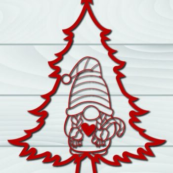 Intra απο ξύλο plywood  Χρώμα wenge 3mm-4mm πάχος - Χριστουγεννιάτικο δέντρο Gnome Paper Cut 3d Δίασταση 1200x1200 cm INTRAFABR-107586503 - Image 1