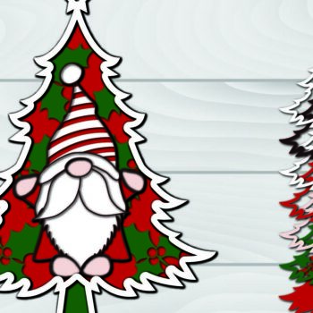 Intra απο ξύλο plywood  Χρώμα wenge 3mm-4mm πάχος - Χριστουγεννιάτικο δέντρο Gnome Paper Cut 3d Δίασταση 1200x1200 cm INTRAFABR-125442159 - Image 1