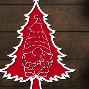 Intra απο ξύλο plywood  Χρώμα wenge 3mm-4mm πάχος - Χριστουγεννιάτικο δέντρο Gnome Paper Cut 3d Δίασταση 1200x1200 cm INTRAFABR-107298628 - Image 1