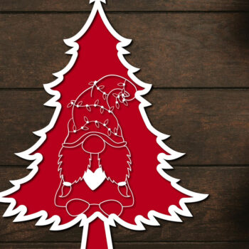 Intra απο ξύλο plywood  Χρώμα wenge 3mm-4mm πάχος - Χριστουγεννιάτικο δέντρο Gnome Paper Cut 3d Δίασταση 1200x1200 cm INTRAFABR-15164540 - Image 1