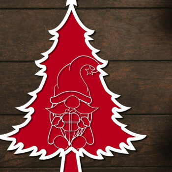 Intra απο ξύλο plywood  Χρώμα wenge 3mm-4mm πάχος - Χριστουγεννιάτικο δέντρο Gnome Paper Cut 3d Δίασταση 1200x1200 cm INTRAFABR-107976808 - Image 1