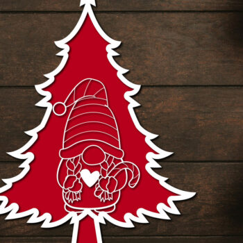 Intra απο ξύλο plywood Χρώμα wenge 3mm-4mm πάχος - Χριστουγεννιάτικο δέντρο Gnome Paper Cut 3d Δίασταση 1200x1200 cm INTRAFABR-104601702 - Image 1