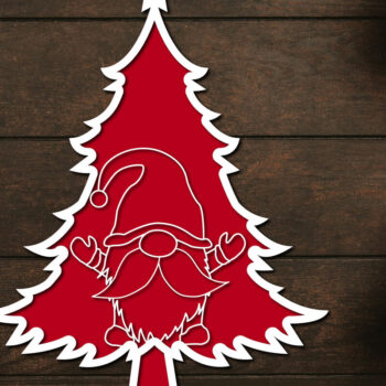 Intra απο ξύλο plywood  Χρώμα wenge 3mm-4mm πάχος - Χριστουγεννιάτικο δέντρο Gnome Paper Cut 3d Δίασταση 1200x1200 cm INTRAFABR-104701911 - Image 1